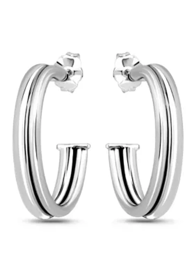 Sterling Silver Double Round Tubing Hoop Earrings