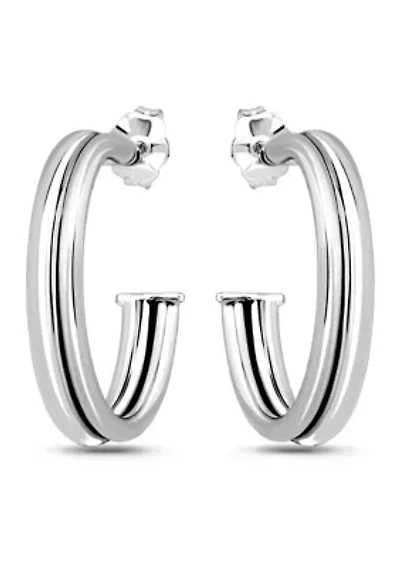Sterling Silver Double Round Tubing Hoop Earrings