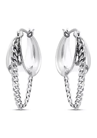 Sterling Silver Curb Chain Hoop Earrings