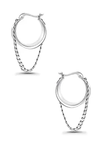 Sterling Silver Curb Chain Hoop Earrings