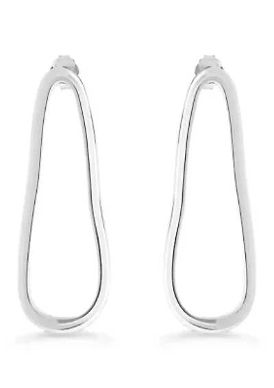 Sterling Silver Wavy Hoop Earrings