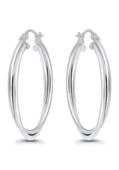 Interlocking Double Tubing Hoop Earrings