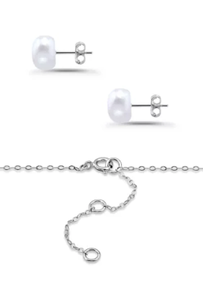 Sterling Silver Heart Pendant Necklace and Stud Earring Set