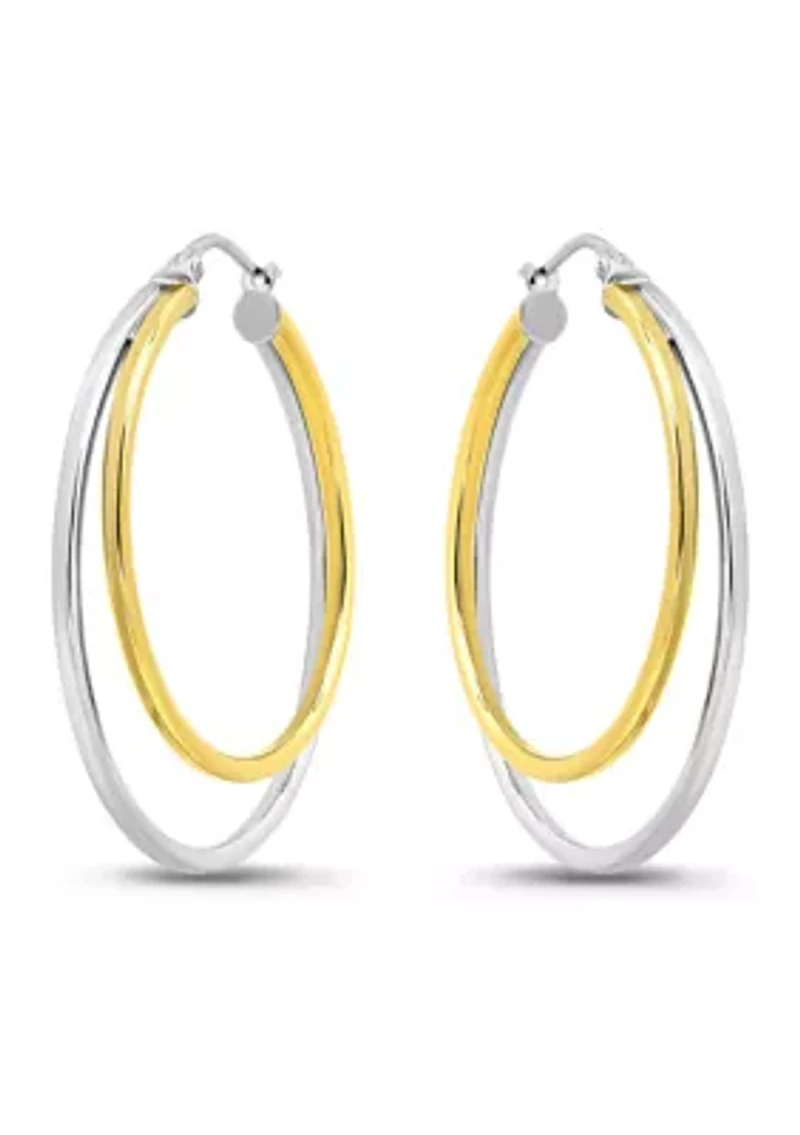 Two Tone Double Round Tubing Hoop Earrings