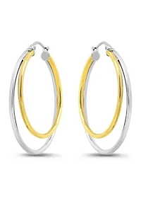 Two Tone Double Round Tubing Hoop Earrings