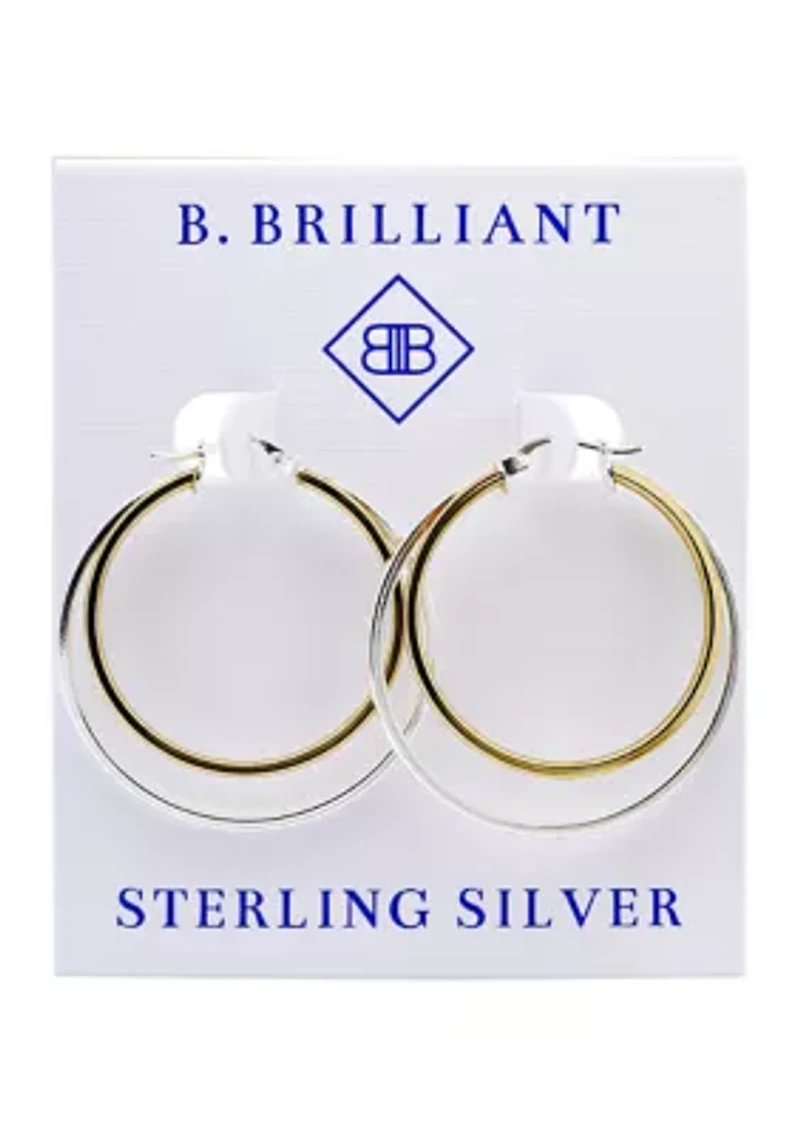 Two Tone Double Round Tubing Hoop Earrings