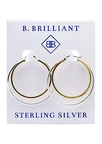Two Tone Double Round Tubing Hoop Earrings