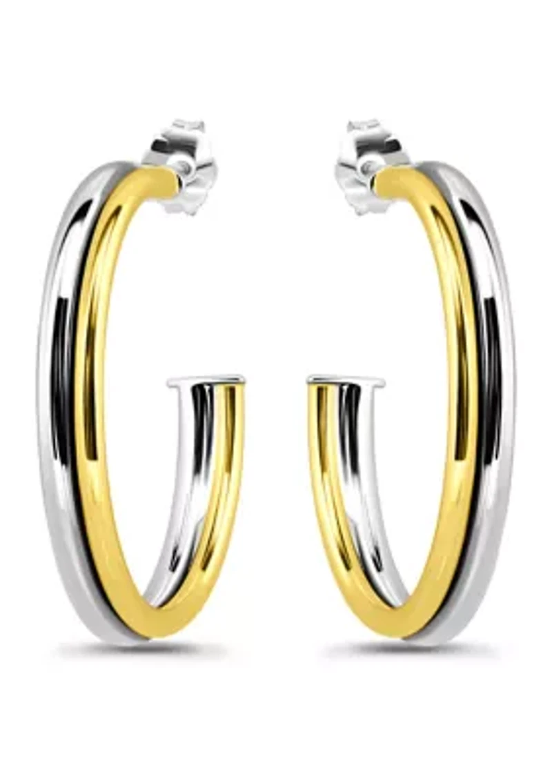 Sterling Silver Double Round Tubing Hoop Earrings