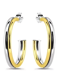 Sterling Silver Double Round Tubing Hoop Earrings