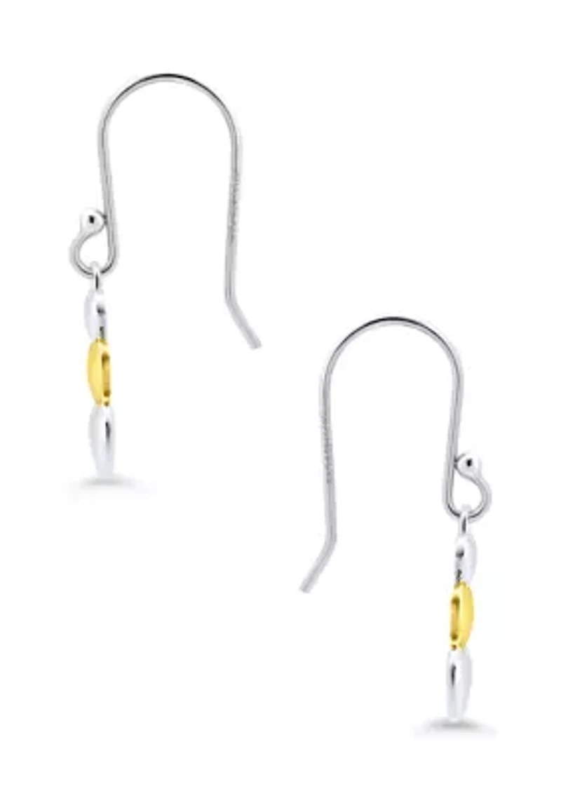 Sterling Silver Two Tone Heart Drop Earrings