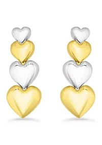 Two-Tone Sterling Silver Linear Heart Earrings