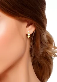 Two-Tone Sterling Silver Linear Heart Earrings