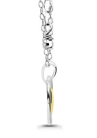 Two Tone Sterling Silver Heart Pendant Necklace