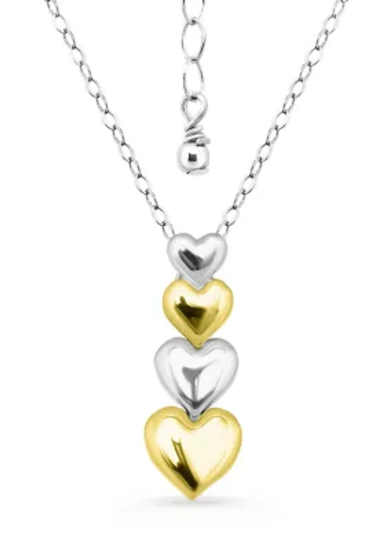 Sterling Silver Two Tone Heart Necklace