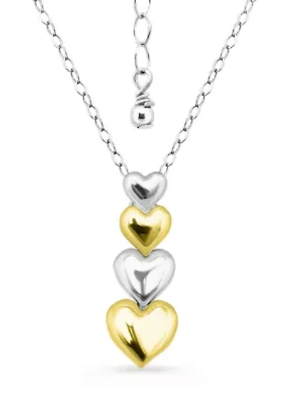 Sterling Silver Two Tone Heart Necklace