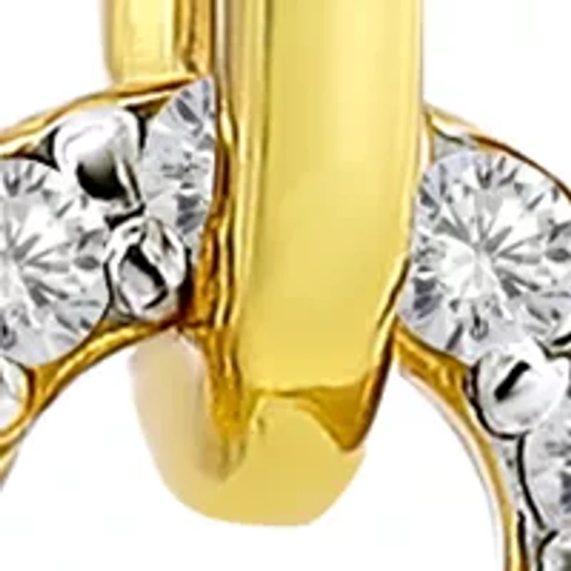 Two Tone Pave Cubic Zirconia Oval Paperclip Linear Earrings