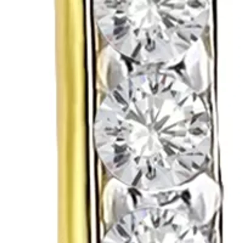 Sterling Silver Two Tone Pave CZ Small Oval Paperclip Linear Earrings
