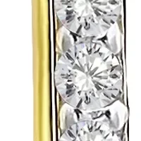 Sterling Silver Two Tone Pave CZ Small Oval Paperclip Linear Earrings