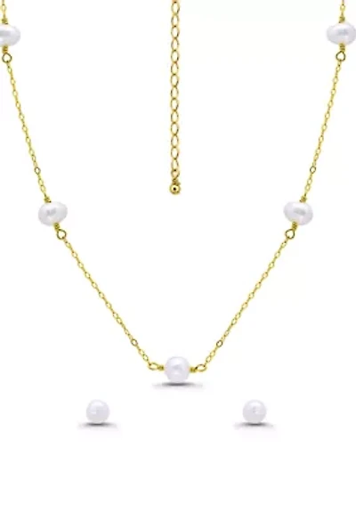 Station Necklace and Stud Earring Set