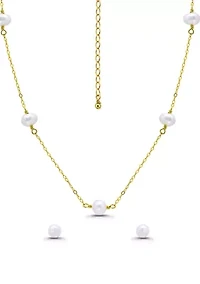 Station Necklace and Stud Earring Set