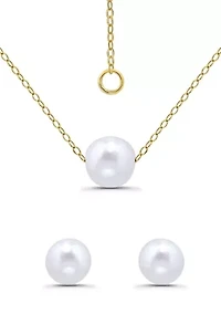 Freshwater Pearl Necklace and Stud Earring Set