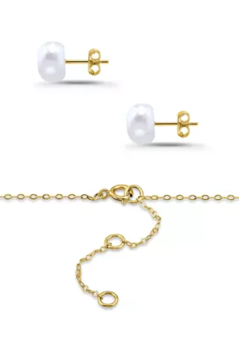 Freshwater Pearl Necklace and Stud Earring Set
