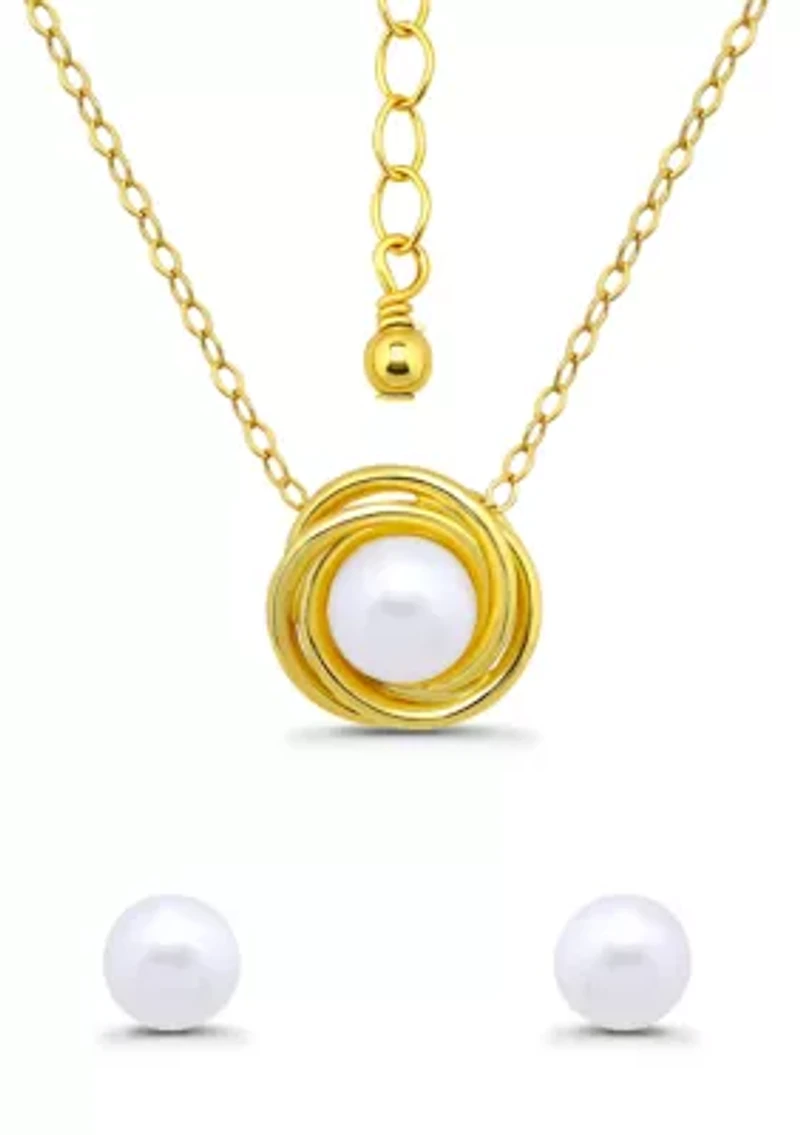 Sterling Silver Pendant Necklace and Stud Earring Set