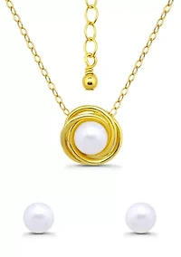 Sterling Silver Pendant Necklace and Stud Earring Set