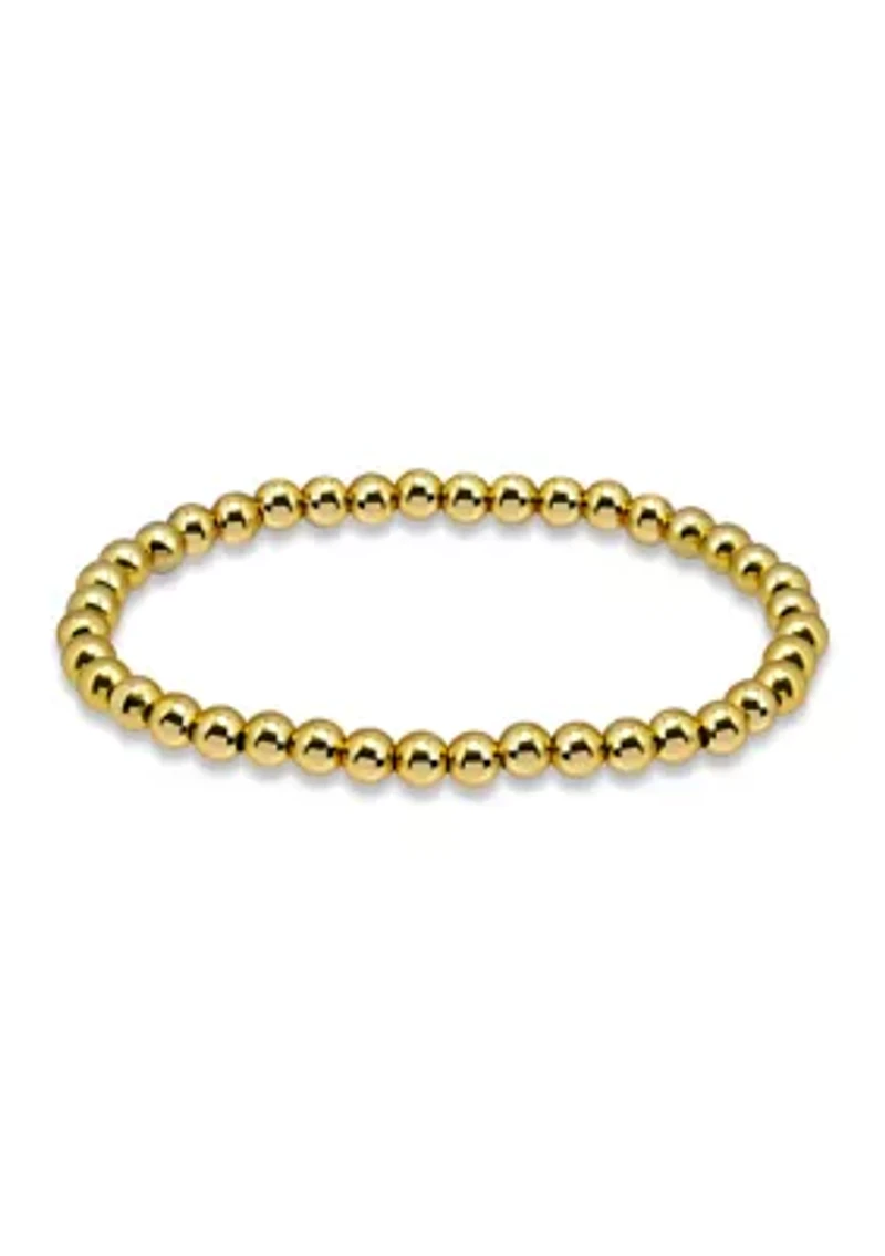 Sterling Silver 5mm Round Beaded Stretch Bracelet