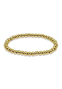 Sterling Silver 5mm Round Beaded Stretch Bracelet