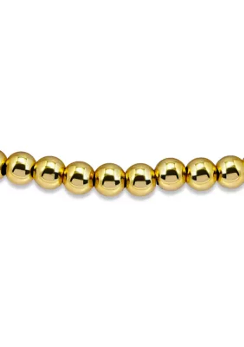 Sterling Silver 5mm Round Beaded Stretch Bracelet
