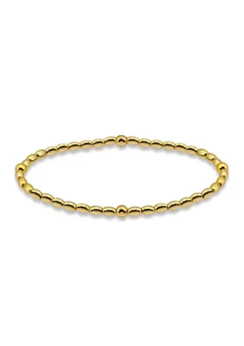Sterling Silver Round with Oval Beaded Bracelet