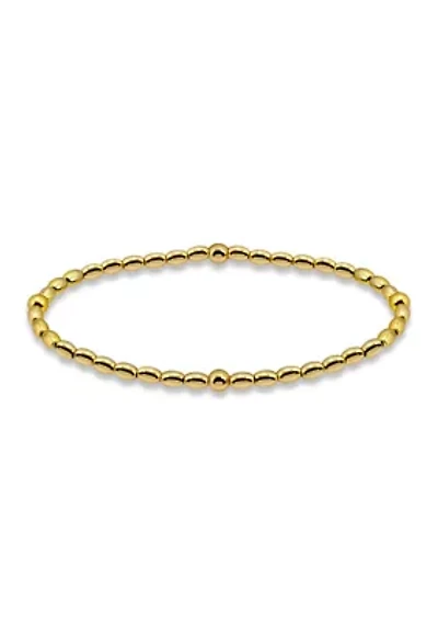 Sterling Silver Round with Oval Beaded Bracelet