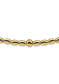 Sterling Silver Round with Oval Beaded Bracelet