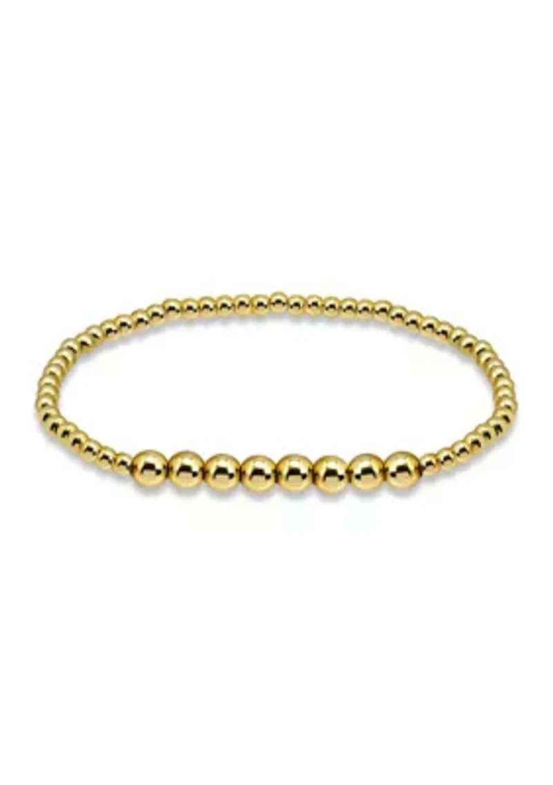 Sterling Silver Round Accent Bead Stretch Bracelet