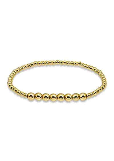 Sterling Silver Round Accent Bead Stretch Bracelet