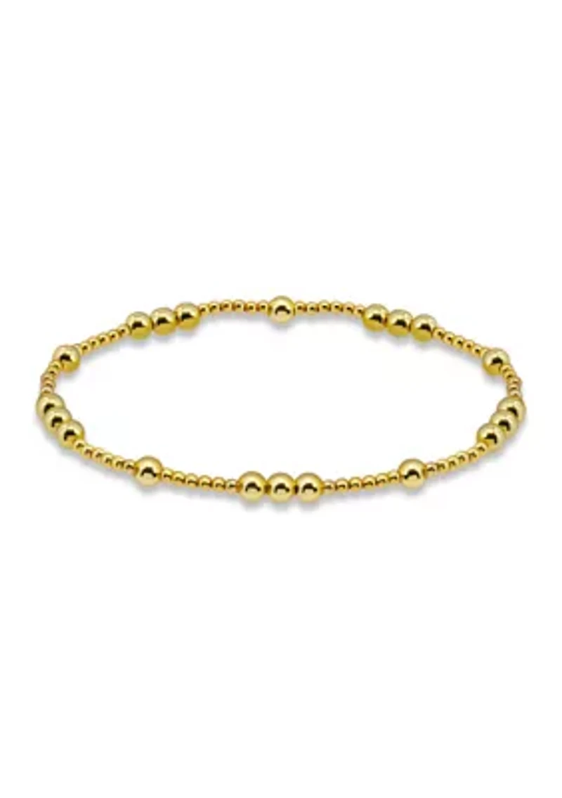 Sterling Silver Small and Large Round Bead Stretch Bracelet