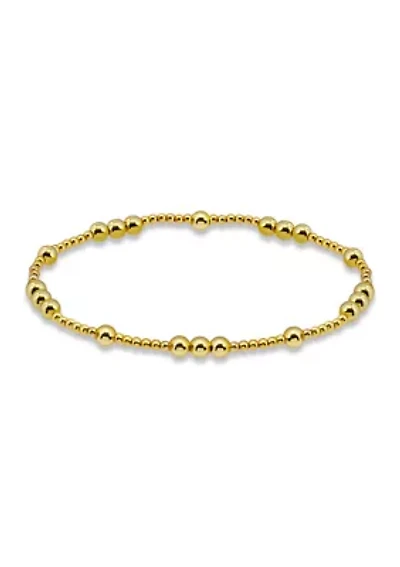 Sterling Silver Small and Large Round Bead Stretch Bracelet