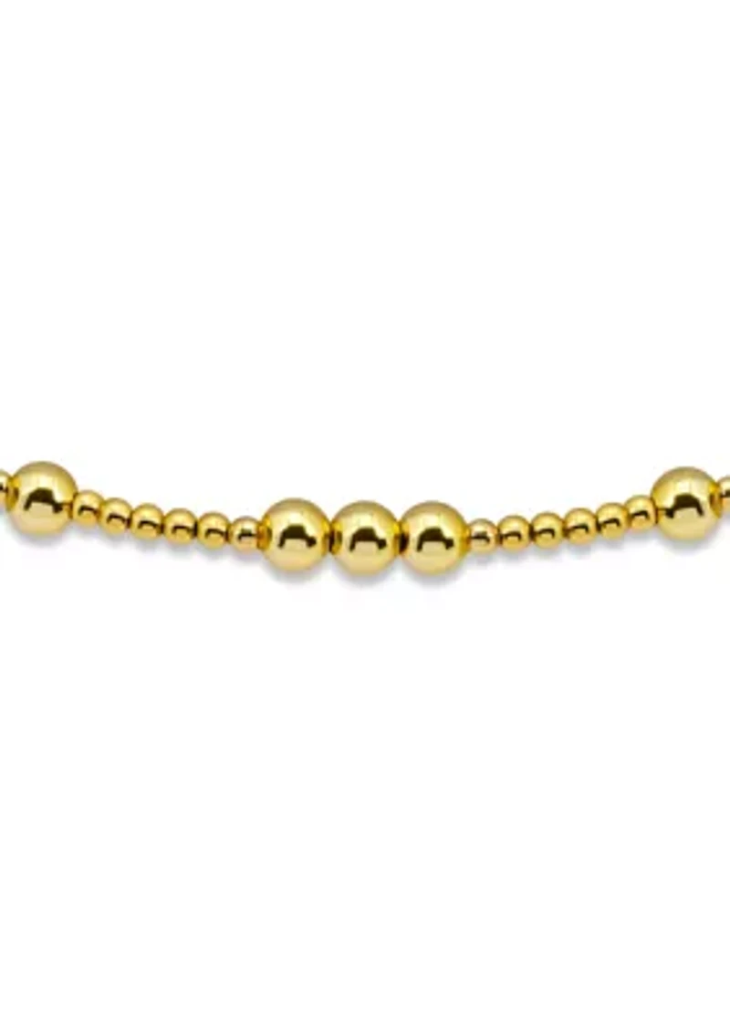 Sterling Silver Small and Large Round Bead Stretch Bracelet