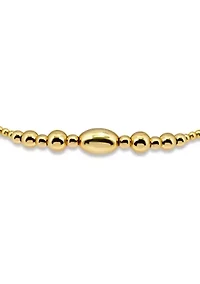 Sterling Silver Oval and Round Beaded Stretch Bracelet