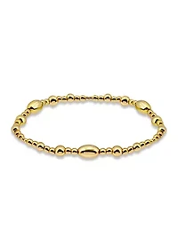 Sterling Silver 6mm Oval Rounded Bead Stretch Bracelet