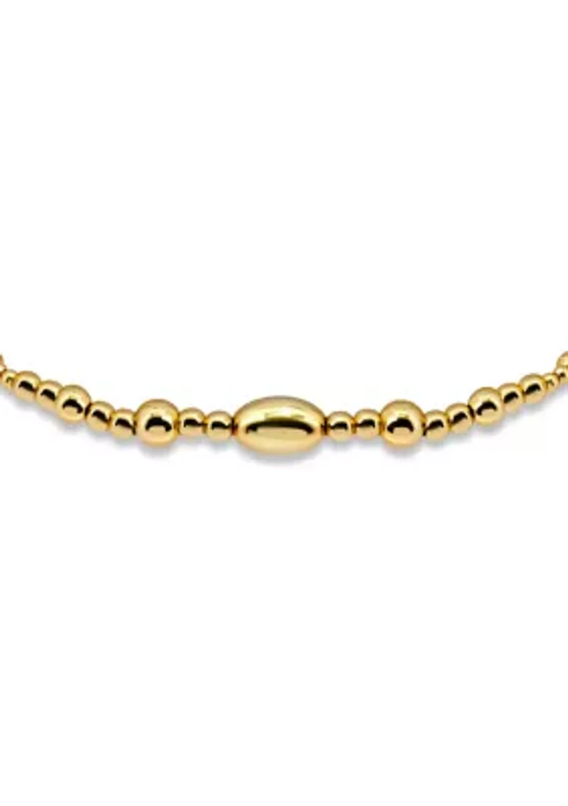 Sterling Silver 6mm Oval Rounded Bead Stretch Bracelet