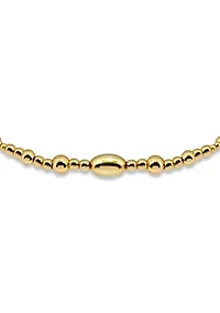Sterling Silver 6mm Oval Rounded Bead Stretch Bracelet