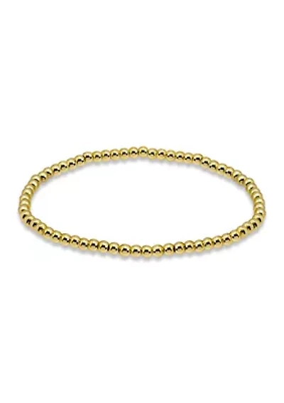 Sterling Silver 3mm Round Beaded Stretch Bracelet