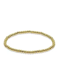 Sterling Silver 3mm Round Beaded Stretch Bracelet