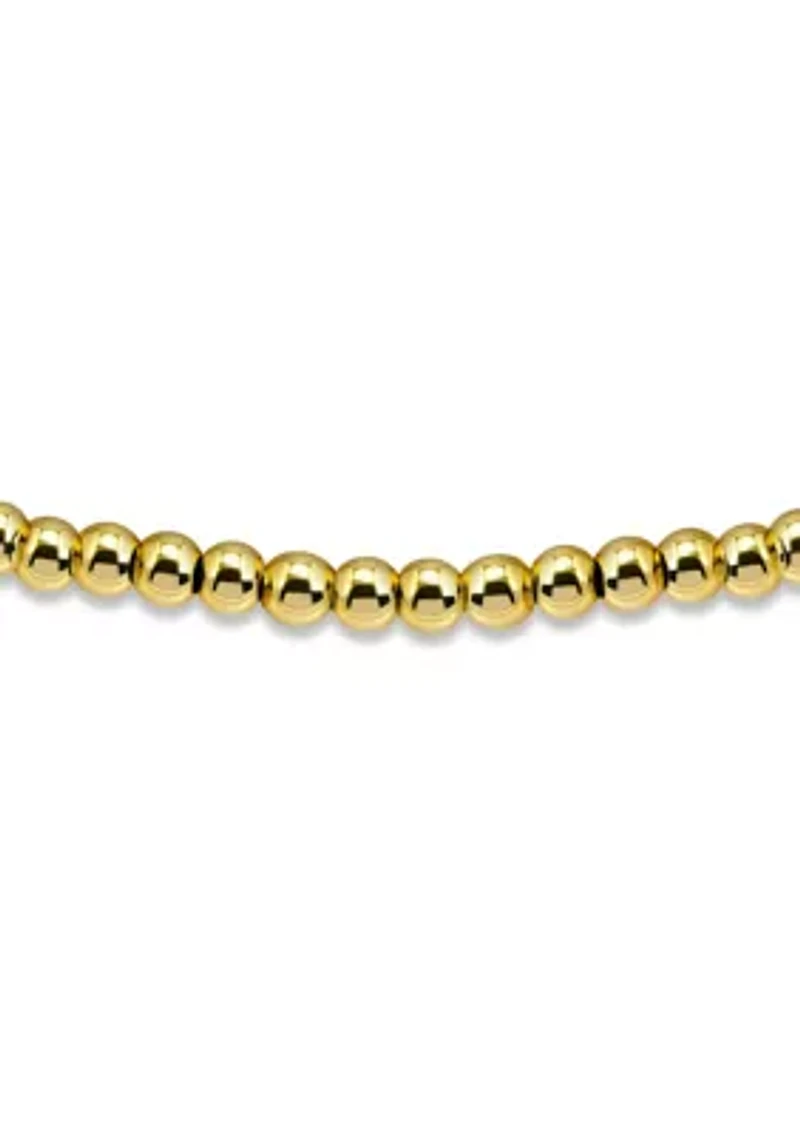 Sterling Silver 3mm Round Beaded Stretch Bracelet