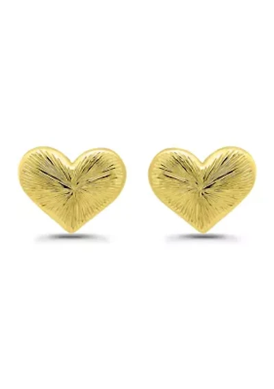 Sterling Silver Etched Heart Stud Earrings