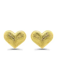 Sterling Silver Etched Heart Stud Earrings