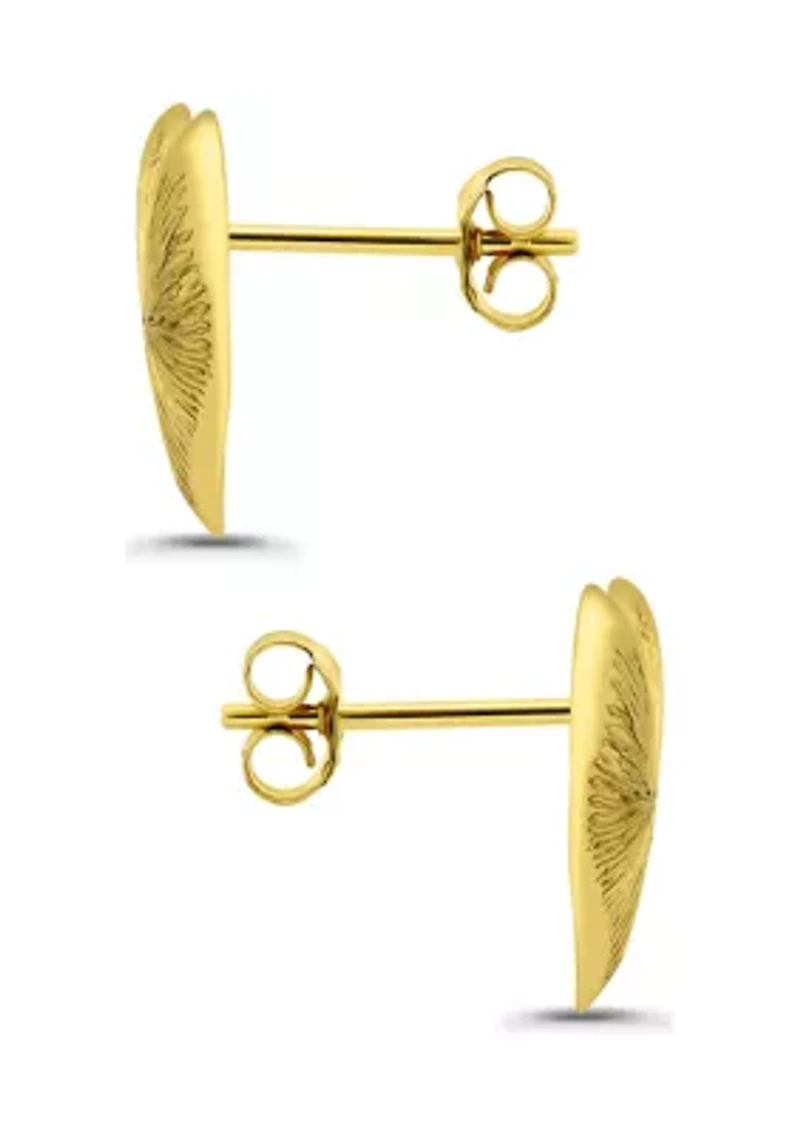 Sterling Silver Etched Heart Stud Earrings