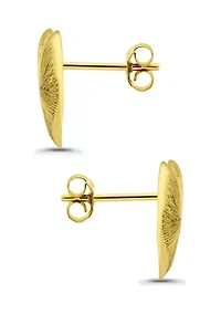 Sterling Silver Etched Heart Stud Earrings